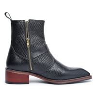 Godfather Series Men’s Pointed Cuban Heel Suede Leather Chain Boots - DYNOGEM