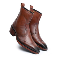 Godfather Series Men’s Pointed Cuban Heel Suede Leather Chain Boots - DYNOGEM