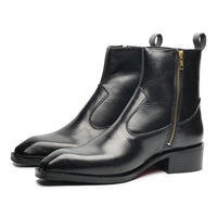 Godfather Series Men’s Italian Cuban Heel Leather Chain Boots - DYNOGEM