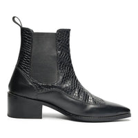 Godfather Series Men’s Pointed Brogue Cuban Heel Leather Chain Boots - DYNOGEM