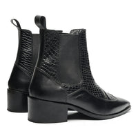 Godfather Series Men’s Pointed Brogue Cuban Heel Leather Chain Boots - DYNOGEM
