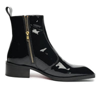 Godfather Series Men’s Italian Cuban Heel Patent Leather Chain Boots - DYNOGEM