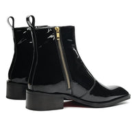 Godfather Series Men’s Italian Cuban Heel Patent Leather Chain Boots - DYNOGEM