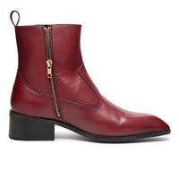 Godfather Series Men’s Italian Cuban Heel Leather Chain Boots - DYNOGEM