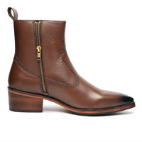 Godfather Series Men’s Pointed Cuban Heel Leather Chain Boots - DYNOGEM