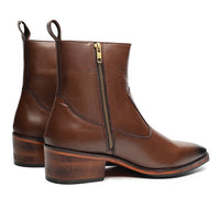 Godfather Series Men’s Pointed Cuban Heel Leather Chain Boots - DYNOGEM