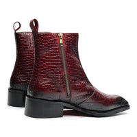 Godfather Series Men’s Italian Crock Textured Cuban Heel Leather Chain Boots - DYNOGEM