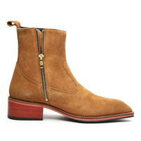 Godfather Series Men’s Italian Cuban Heel Suede Leather Chain Boots - DYNOGEM