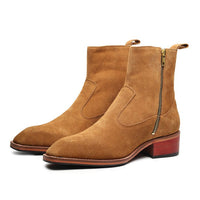 Godfather Series Men’s Italian Cuban Heel Suede Leather Chain Boots - DYNOGEM