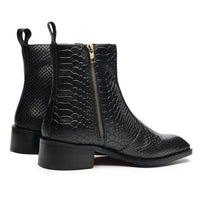 Godfather Series Men’s Italian Crock Textured Cuban Heel Leather Chain Boots - DYNOGEM