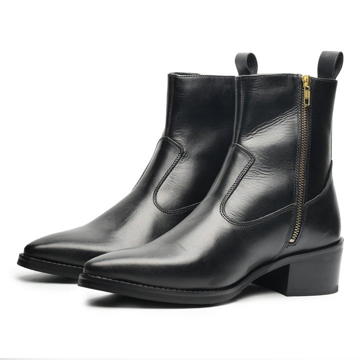 Godfather Series Men’s Pointed Cuban Heel Leather Chelsea Boots - DYNOGEM