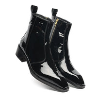 Godfather Series Men’s Italian Cuban Heel Patent Leather Chain Boots - DYNOGEM