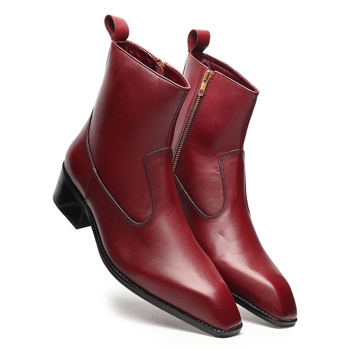 Godfather Series Men’s Italian Cuban Heel Leather Chain Boots - DYNOGEM