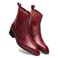 Godfather Series Men’s Italian Cuban Heel Leather Chain Boots - DYNOGEM