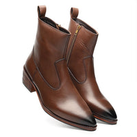 Godfather Series Men’s Pointed Cuban Heel Leather Chain Boots - DYNOGEM