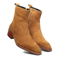 Godfather Series Men’s Italian Cuban Heel Suede Leather Chain Boots - DYNOGEM