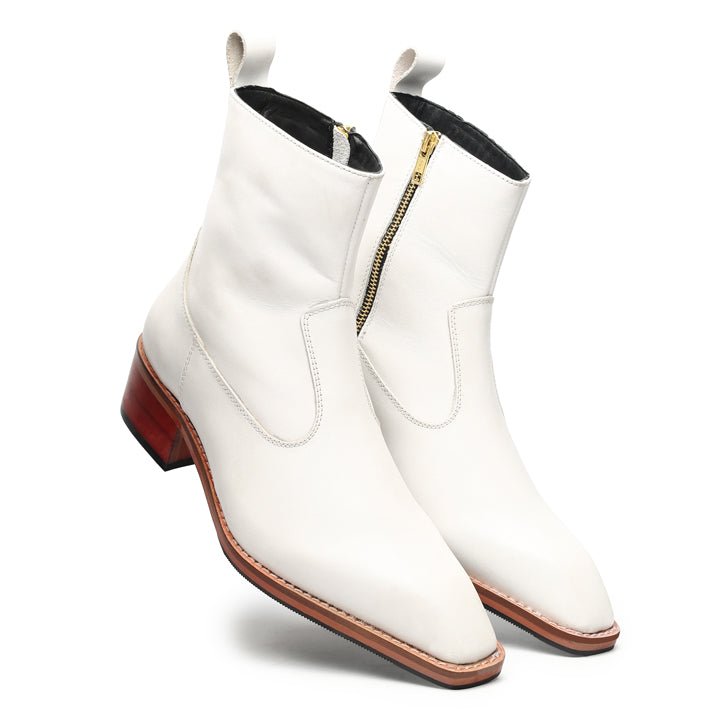 Godfather Series Men’s Italian Cuban Heel Leather Chain Boots - DYNOGEM