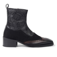 Maharaja Royal Dual-Tone Black Suede & Brown Embroidered Chelsea Boots - DYNOGEM