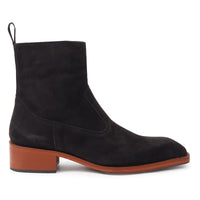 Godfather Series Men’s Italian Cuban Heel Dark Brown Suede Leather Chain Boots - DYNOGEM