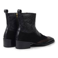 Maharaja Royal Dual-Tone Black Suede & Brown Embroidered Chelsea Boots - DYNOGEM
