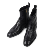 Godfather Imperial – Black Embroidered Italian-Toe Boots - DYNOGEM