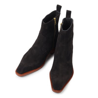 Godfather Series Men’s Italian Cuban Heel Dark Brown Suede Leather Chain Boots - DYNOGEM